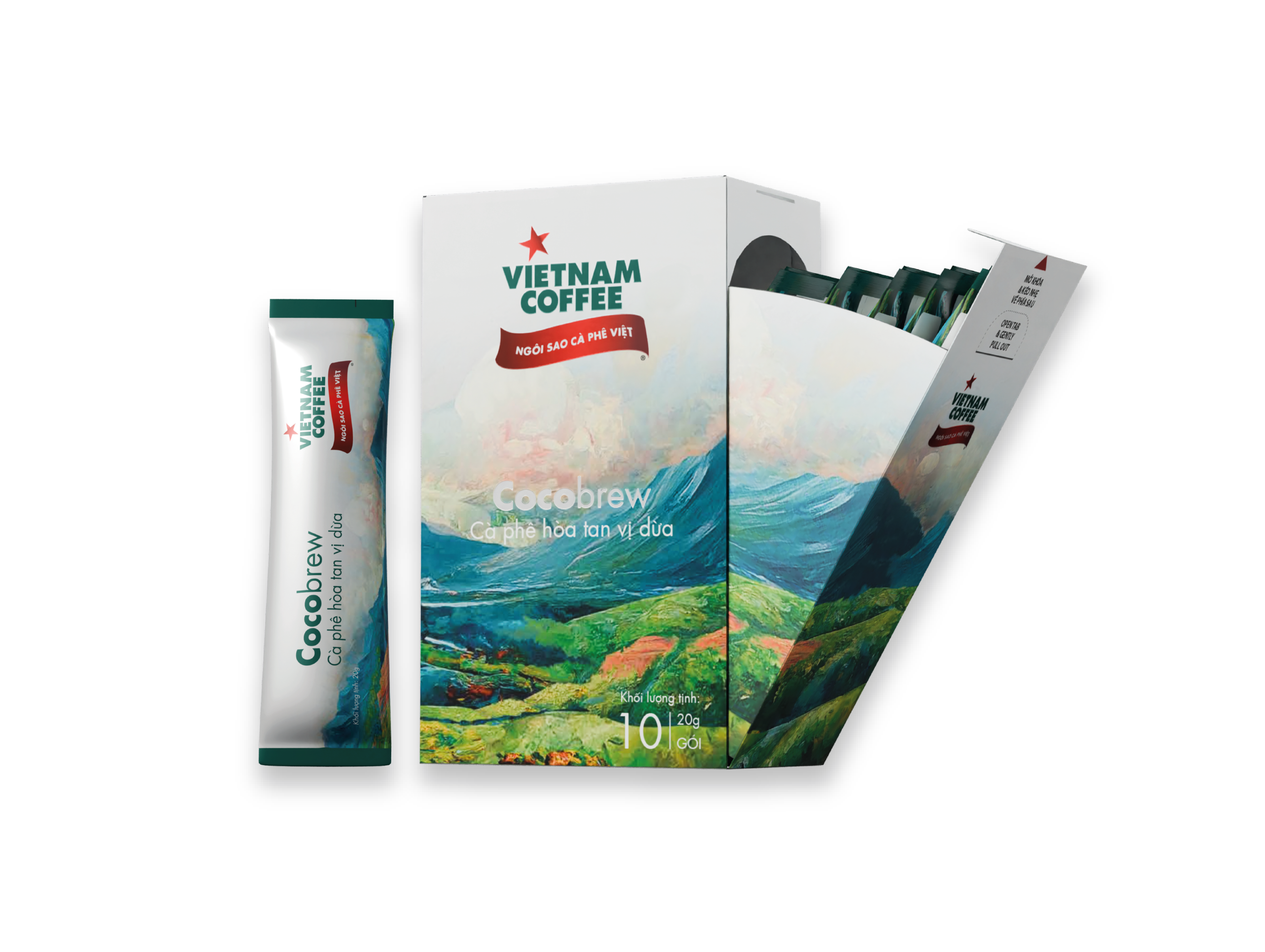 CÀ PHÊ HÒA TAN VỊ DỪA COCOBREW (10 sticks x 20g/hộp)